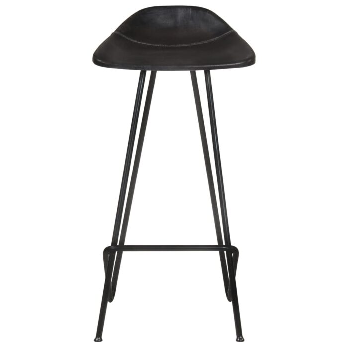 Tabourets de bar lot de 4 noir cuir véritable – Image 4