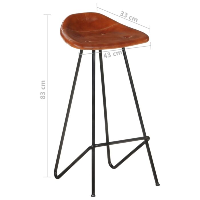 Tabourets de bar lot de 2 marron cuir véritable – Image 11