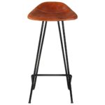 Tabourets de bar lot de 2 marron cuir véritable – Image 4