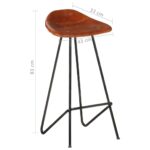 Tabourets de bar lot de 4 marron cuir véritable – Image 11