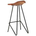 Tabourets de bar lot de 4 marron cuir véritable – Image 3