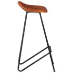 Tabourets de bar lot de 4 marron cuir véritable – Image 5