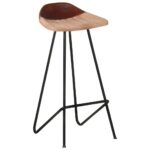 Tabourets de bar lot de 2 marron cuir véritable – Image 12