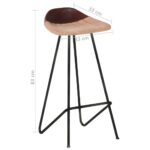 Tabourets de bar lot de 4 marron cuir véritable – Image 10
