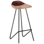 Tabourets de bar lot de 4 marron cuir véritable – Image 11