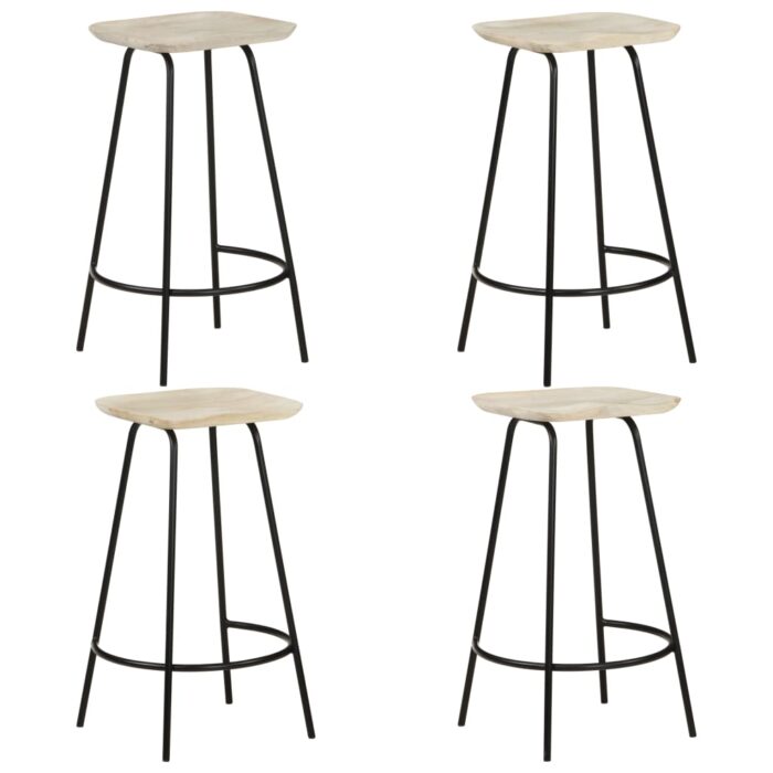 Tabourets de bar lot de 4 bois de manguier massif – Image 1
