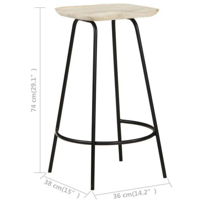Tabourets de bar lot de 4 bois de manguier massif – Image 9