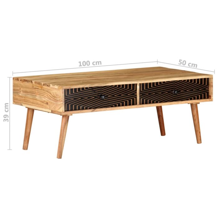 Table basse 100x50x39 cm Bois d'acacia solide – Image 7