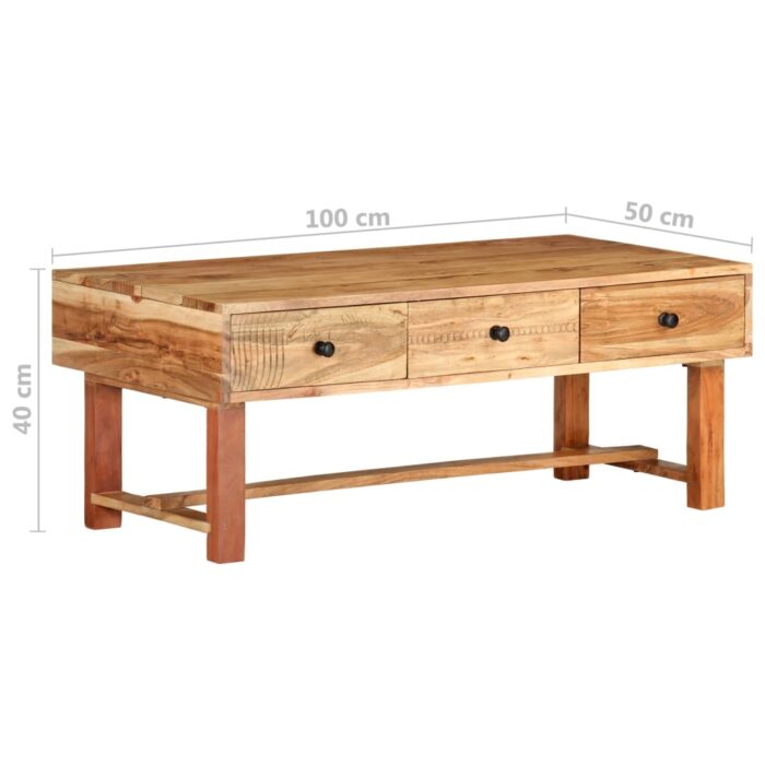 Table basse 100x50x40 cm Bois d'acacia massif – Image 7
