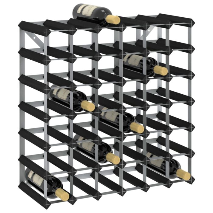 Casier à bouteilles pour 42 bouteilles Noir Bois de pin solide – Image 1