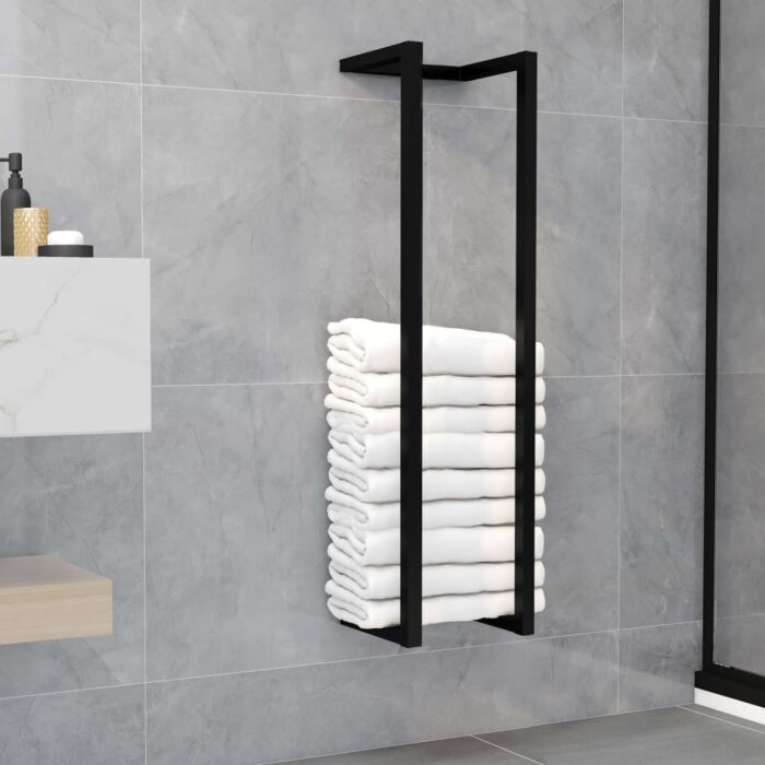 Porte-serviette Noir 25x20x95 cm Fer – Image 1