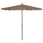 Parasol de jardin avec mât 210x140 cm Taupe