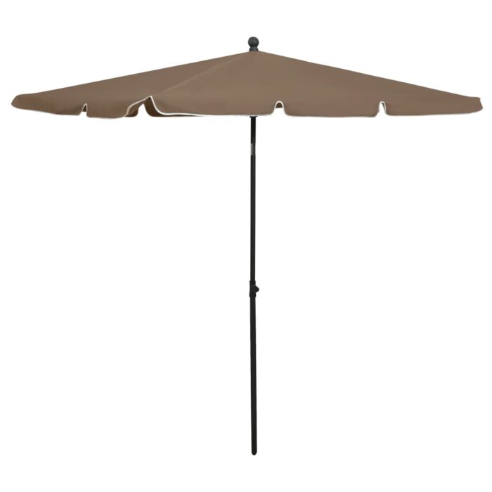 Parasol de jardin avec mât 210x140 cm Taupe – Image 1