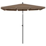 Parasol de jardin avec mât 210x140 cm Taupe – Image 2