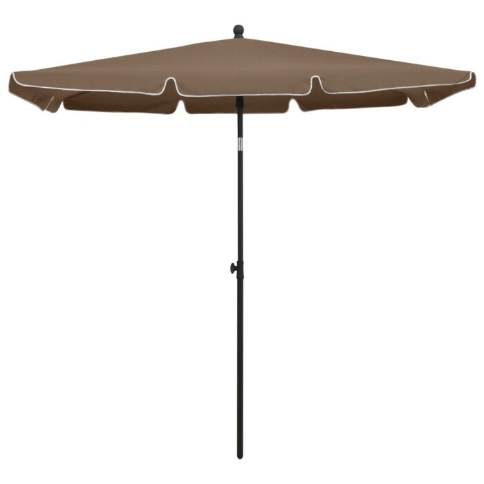 Parasol de jardin avec mât 210x140 cm Taupe – Image 2