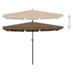 Parasol de jardin avec mât 210x140 cm Taupe – Image 3