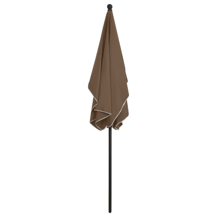 Parasol de jardin avec mât 210x140 cm Taupe – Image 4