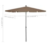 Parasol de jardin avec mât 210x140 cm Taupe – Image 5