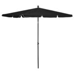 Parasol de jardin avec mât 210x140 cm Noir