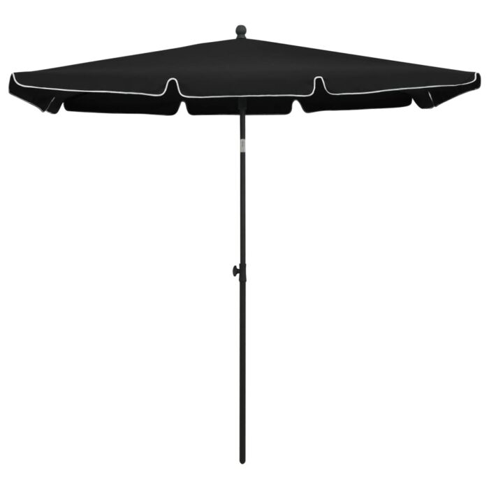 Parasol de jardin avec mât 210x140 cm Noir – Image 2