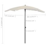 Parasol de jardin avec mât 200x130 cm sable – Image 5