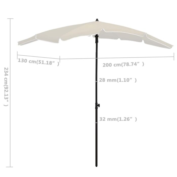 Parasol de jardin avec mât 200x130 cm sable – Image 5