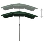 Parasol de jardin avec mât 200x130 cm vert – Image 4