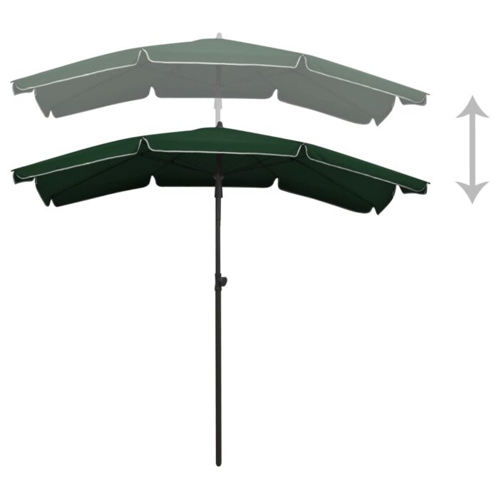 Parasol de jardin avec mât 200x130 cm vert – Image 4