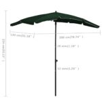 Parasol de jardin avec mât 200x130 cm vert – Image 5