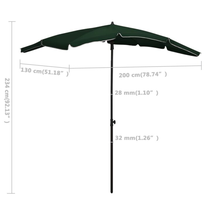 Parasol de jardin avec mât 200x130 cm vert – Image 5