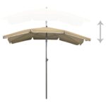Parasol de jardin avec mât 200x130 cm taupe – Image 4