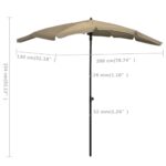 Parasol de jardin avec mât 200x130 cm taupe – Image 5