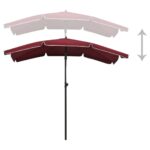 Parasol de jardin avec mât 200x130 cm rouge bordeaux – Image 4