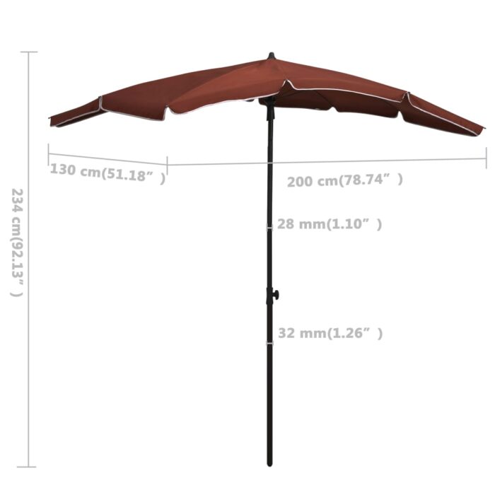 Parasol de jardin avec mât 200x130 cm terre cuite – Image 5