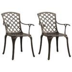 Chaises de jardin lot de 2 Aluminium coulé Bronze