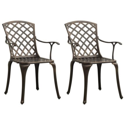 Chaises de jardin lot de 2 Aluminium coulé Bronze
