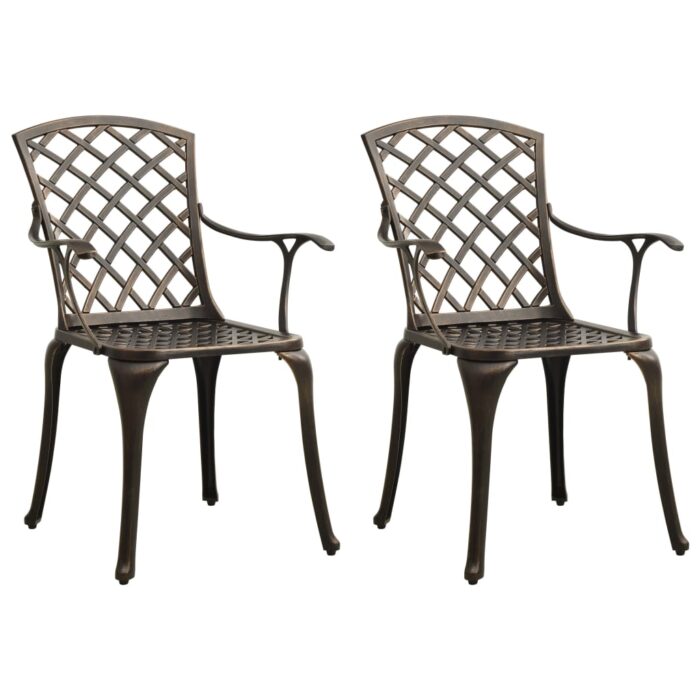 Chaises de jardin lot de 2 Aluminium coulé Bronze – Image 1