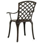 Chaises de jardin lot de 2 Aluminium coulé Bronze – Image 4