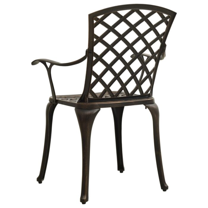 Chaises de jardin lot de 2 Aluminium coulé Bronze – Image 4