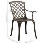 Chaises de jardin lot de 2 Aluminium coulé Bronze – Image 7