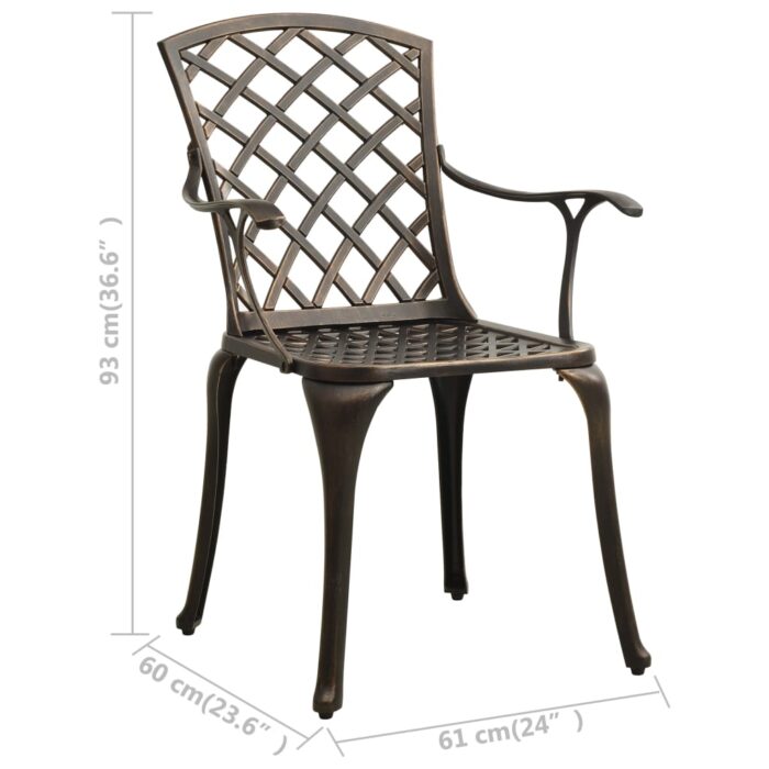 Chaises de jardin lot de 2 Aluminium coulé Bronze – Image 7