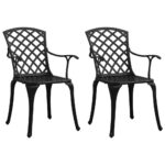 Chaises de jardin lot de 2 Aluminium coulé Noir