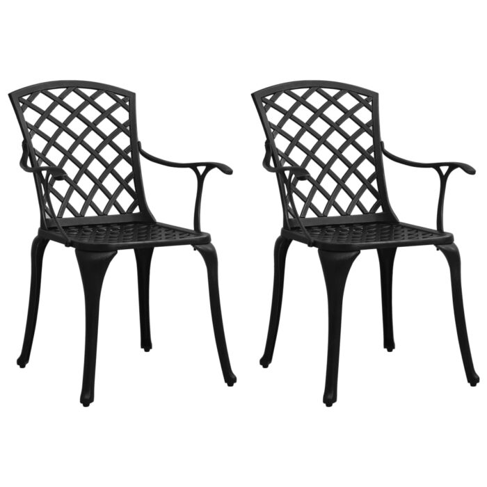 Chaises de jardin lot de 2 Aluminium coulé Noir – Image 1