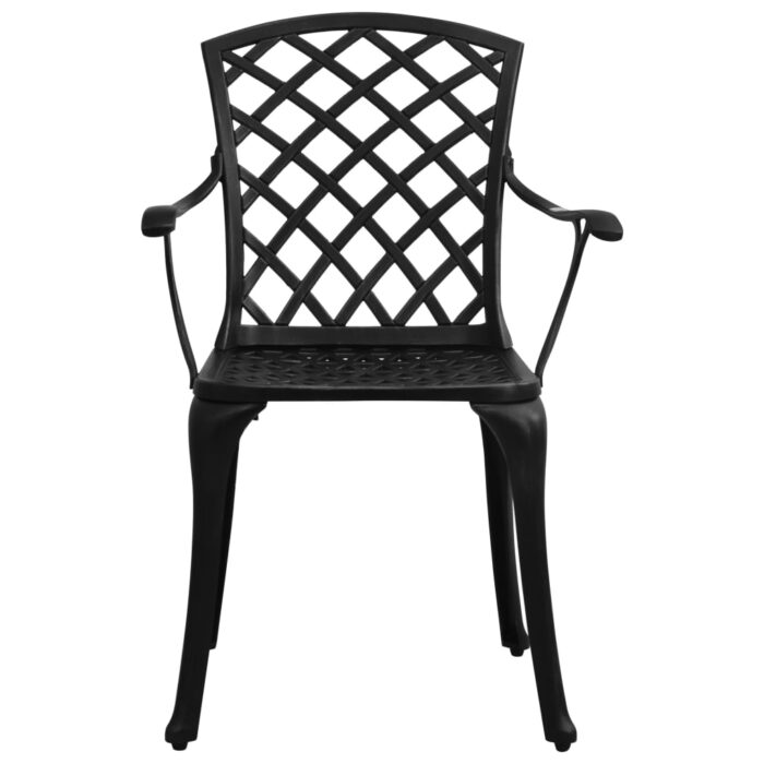 Chaises de jardin lot de 2 Aluminium coulé Noir – Image 2