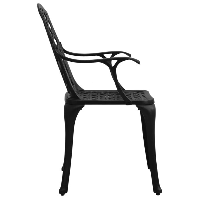Chaises de jardin lot de 2 Aluminium coulé Noir – Image 3