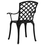 Chaises de jardin lot de 2 Aluminium coulé Noir – Image 4