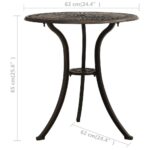 Table de jardin Bronze 62x62x65 cm Aluminium coulé – Image 5