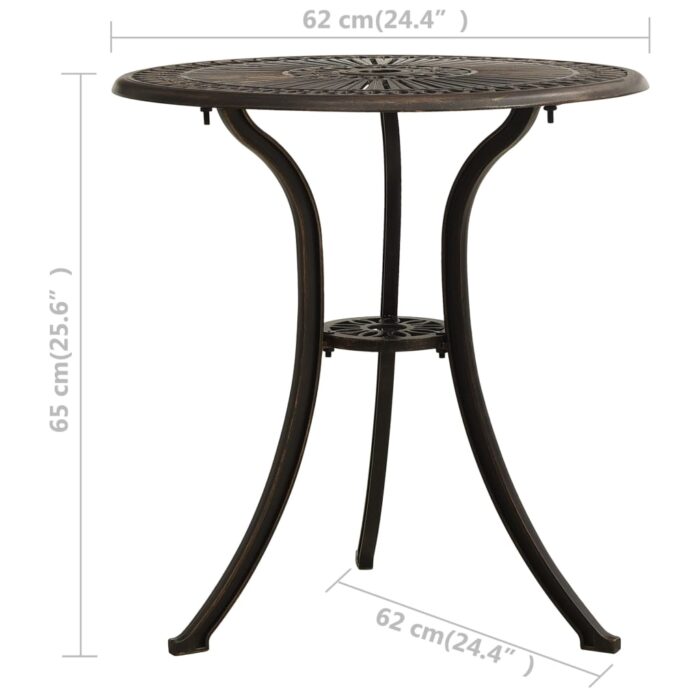 Table de jardin Bronze 62x62x65 cm Aluminium coulé – Image 5