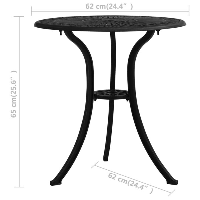 Table de jardin Noir 62x62x65 cm Aluminium coulé – Image 5