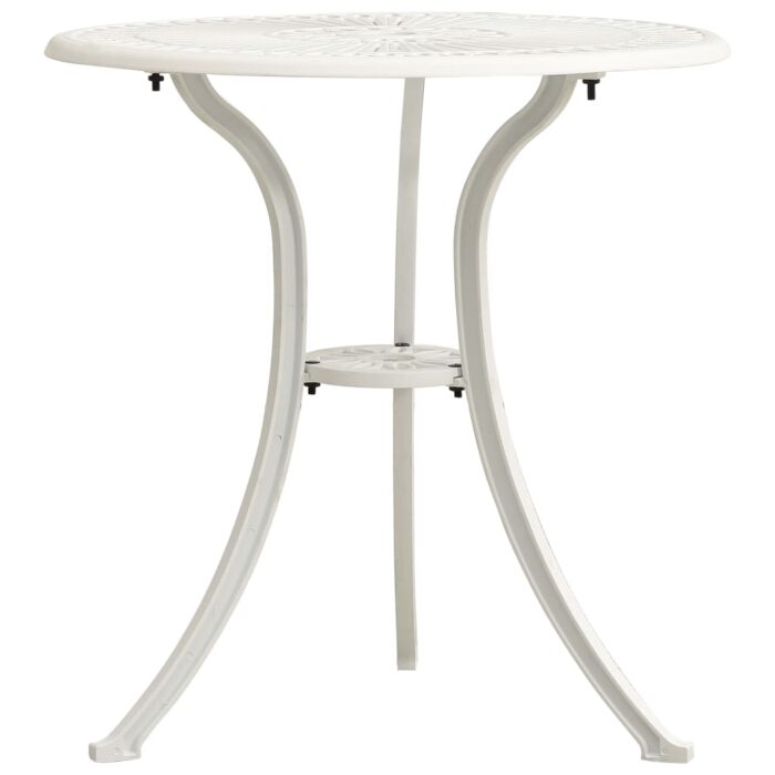 Table de jardin Blanc 62x62x65 cm Aluminium coulé – Image 1